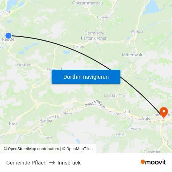Gemeinde Pflach to Innsbruck map