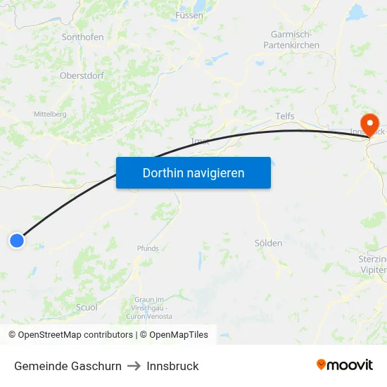 Gemeinde Gaschurn to Innsbruck map