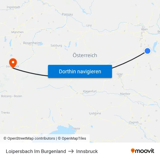 Loipersbach Im Burgenland to Innsbruck map