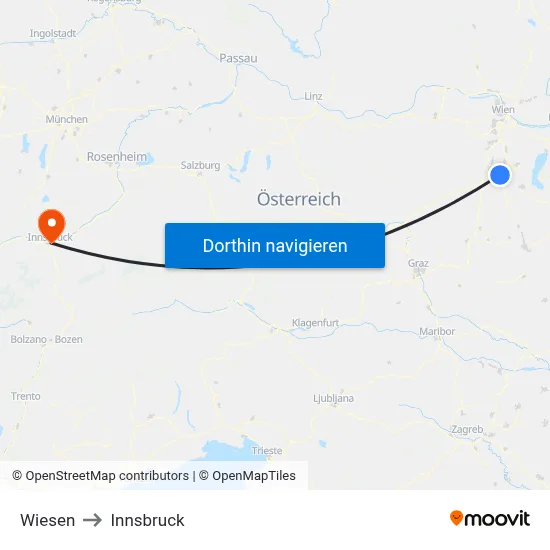 Wiesen to Innsbruck map