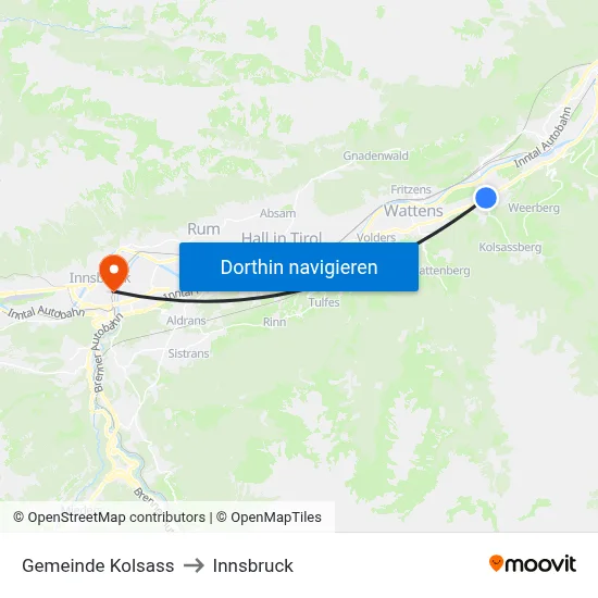 Gemeinde Kolsass to Innsbruck map