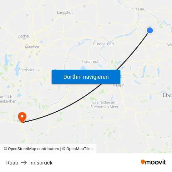 Raab to Innsbruck map