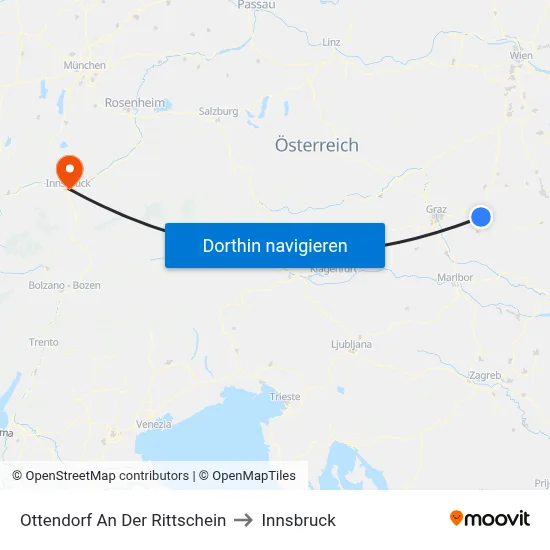 Ottendorf An Der Rittschein to Innsbruck map