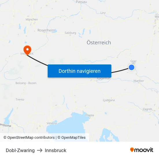 Dobl-Zwaring to Innsbruck map