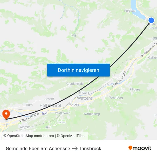 Gemeinde Eben am Achensee to Innsbruck map