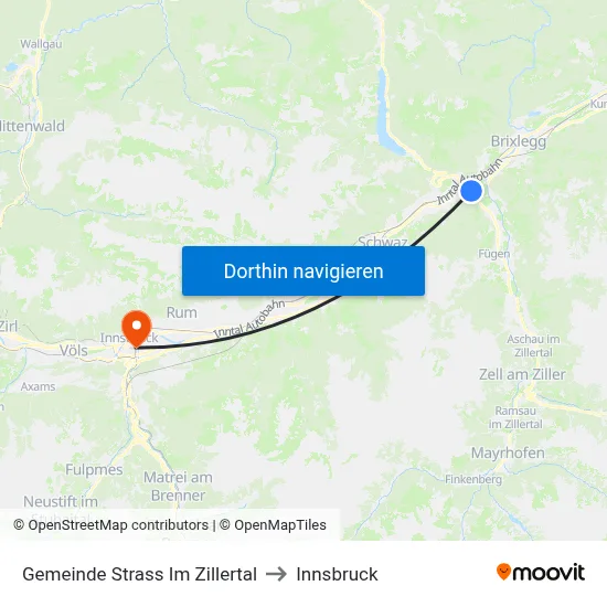 Gemeinde Strass Im Zillertal to Innsbruck map