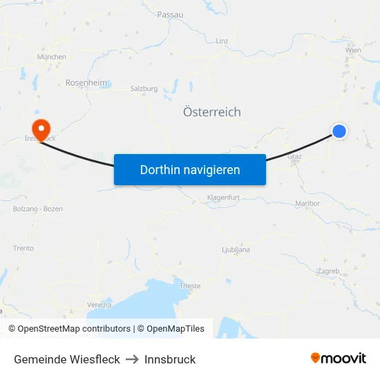 Gemeinde Wiesfleck to Innsbruck map