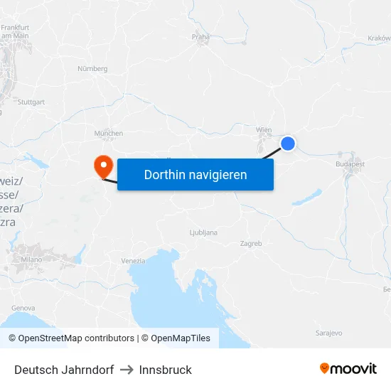 Deutsch Jahrndorf to Innsbruck map