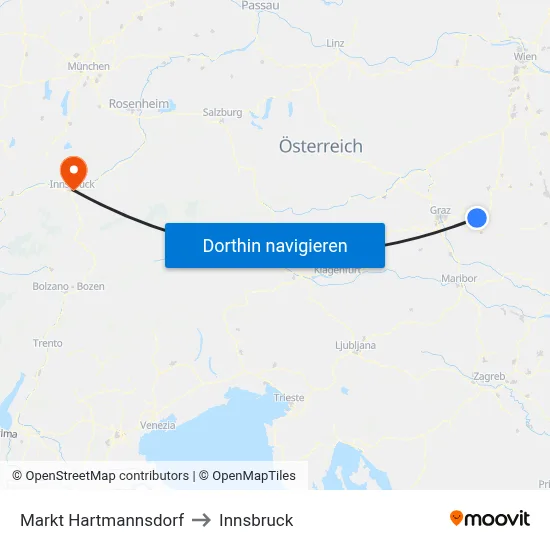 Markt Hartmannsdorf to Innsbruck map