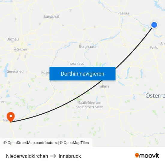Niederwaldkirchen to Innsbruck map