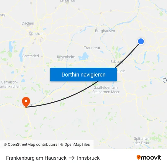 Frankenburg am Hausruck to Innsbruck map