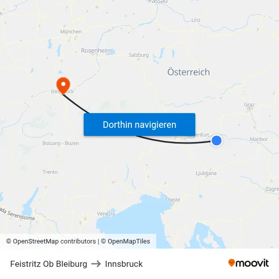 Feistritz Ob Bleiburg to Innsbruck map