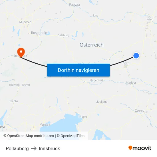 Pöllauberg to Innsbruck map