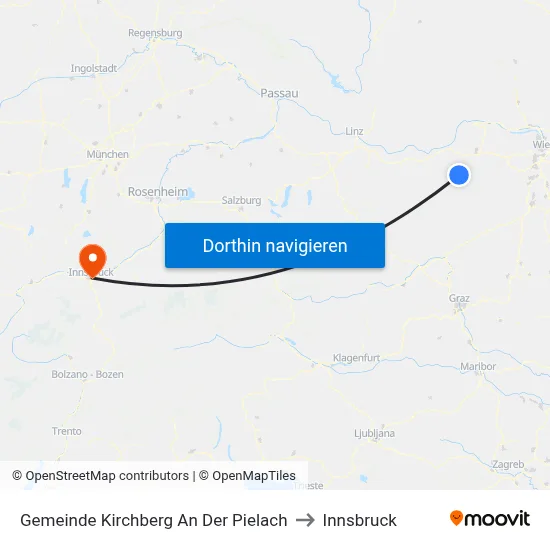 Gemeinde Kirchberg An Der Pielach to Innsbruck map