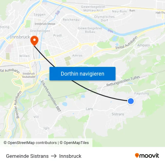 Gemeinde Sistrans to Innsbruck map