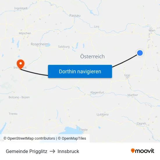 Gemeinde Prigglitz to Innsbruck map