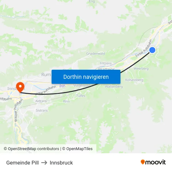 Gemeinde Pill to Innsbruck map