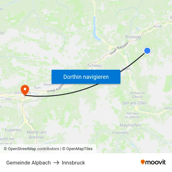 Gemeinde Alpbach to Innsbruck map
