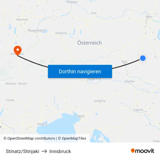 Stinatz/Stinjaki to Innsbruck map