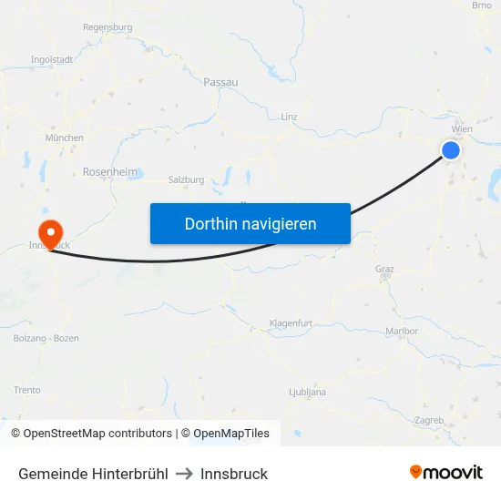 Gemeinde Hinterbrühl to Innsbruck map