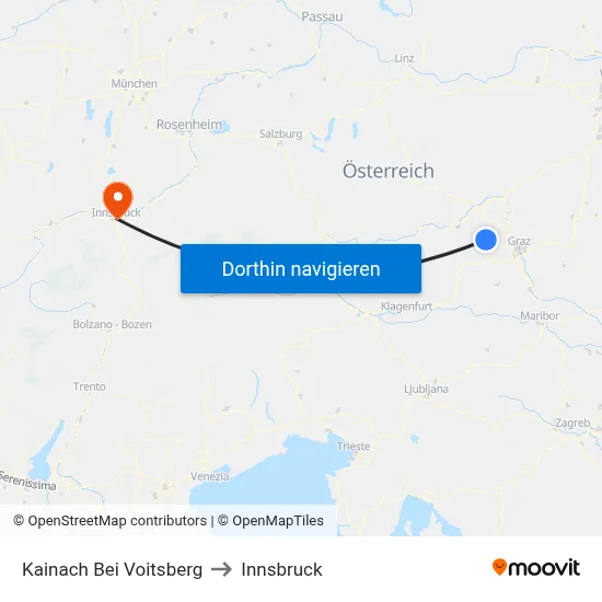 Kainach Bei Voitsberg to Innsbruck map