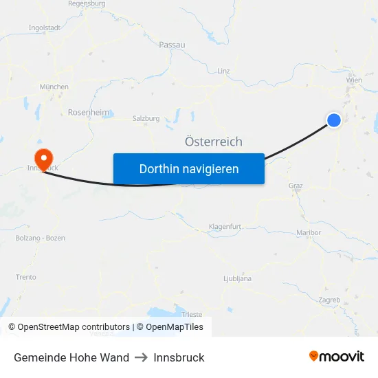 Gemeinde Hohe Wand to Innsbruck map