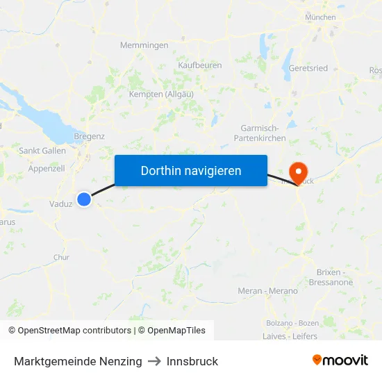 Marktgemeinde Nenzing to Innsbruck map