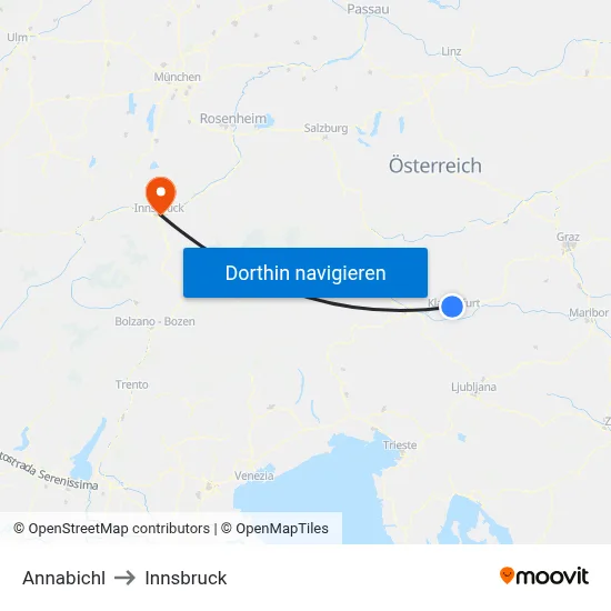 Annabichl to Innsbruck map