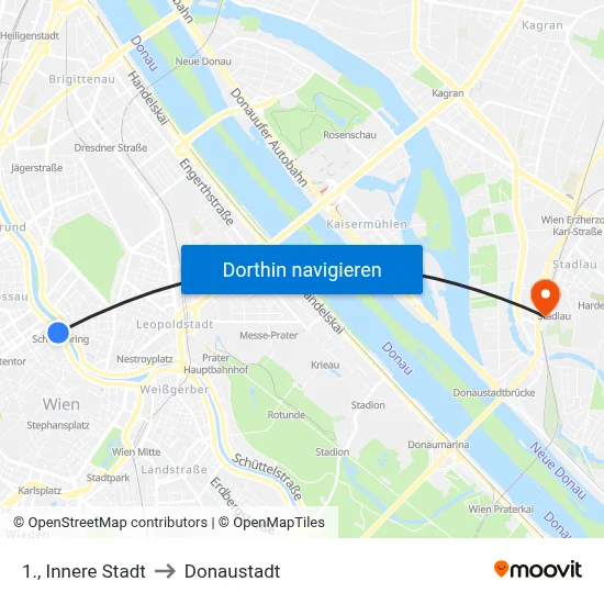 1., Innere Stadt to Donaustadt map