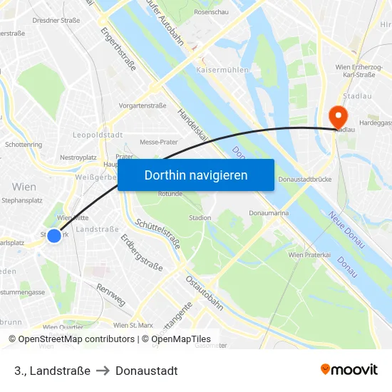 3., Landstraße to Donaustadt map