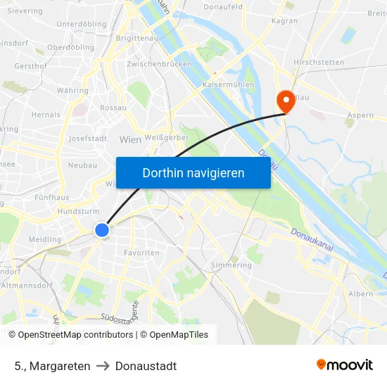 5., Margareten to Donaustadt map