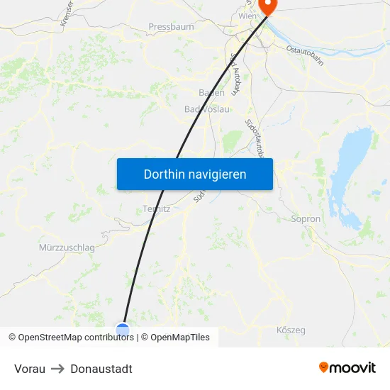 Vorau to Donaustadt map
