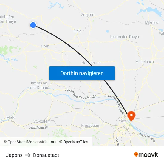 Japons to Donaustadt map