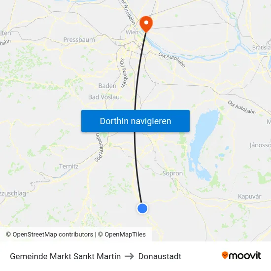 Gemeinde Markt Sankt Martin to Donaustadt map