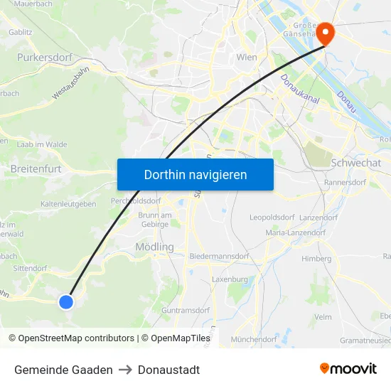 Gemeinde Gaaden to Donaustadt map