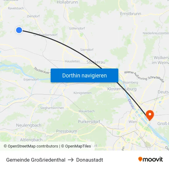 Gemeinde Großriedenthal to Donaustadt map