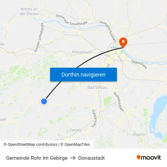 Gemeinde Rohr Im Gebirge to Donaustadt map