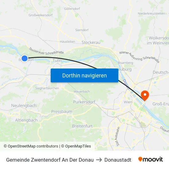 Gemeinde Zwentendorf An Der Donau to Donaustadt map