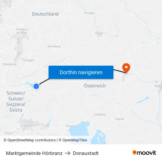 Marktgemeinde Hörbranz to Donaustadt map