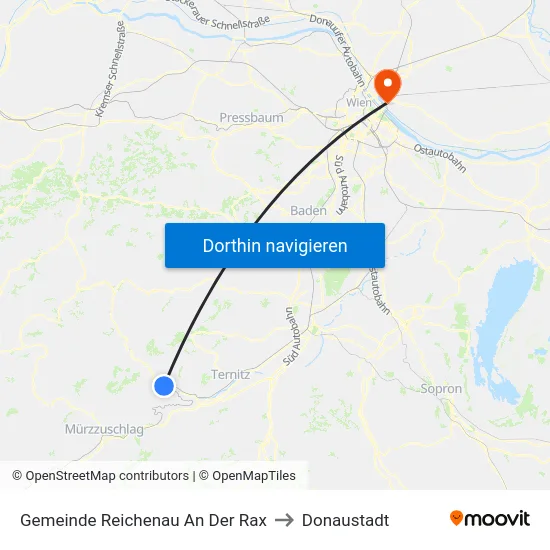 Gemeinde Reichenau An Der Rax to Donaustadt map