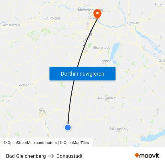 Bad Gleichenberg to Donaustadt map