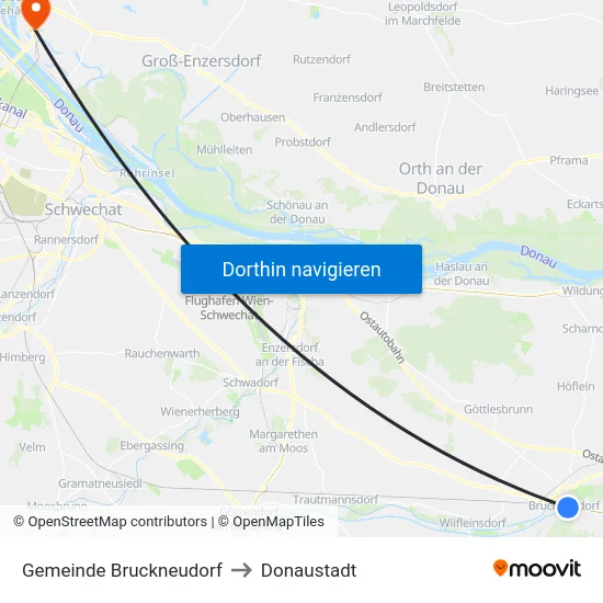 Gemeinde Bruckneudorf to Donaustadt map