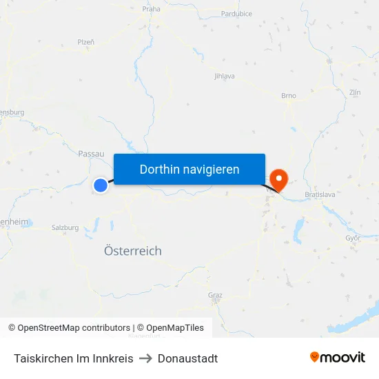 Taiskirchen Im Innkreis to Donaustadt map