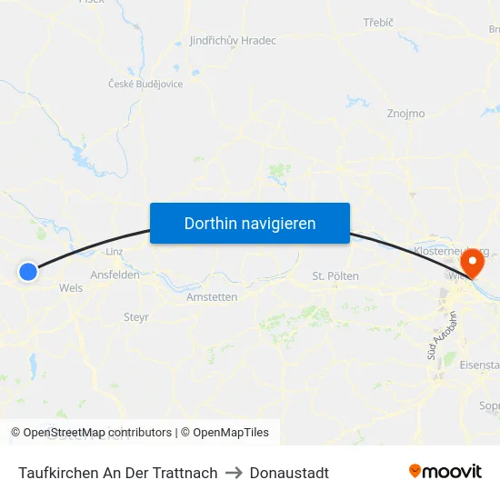 Taufkirchen An Der Trattnach to Donaustadt map