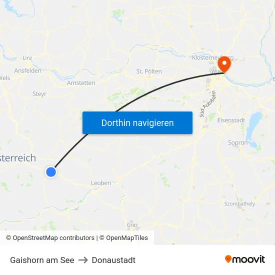 Gaishorn am See to Donaustadt map