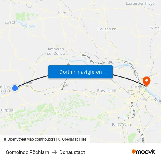 Gemeinde Pöchlarn to Donaustadt map