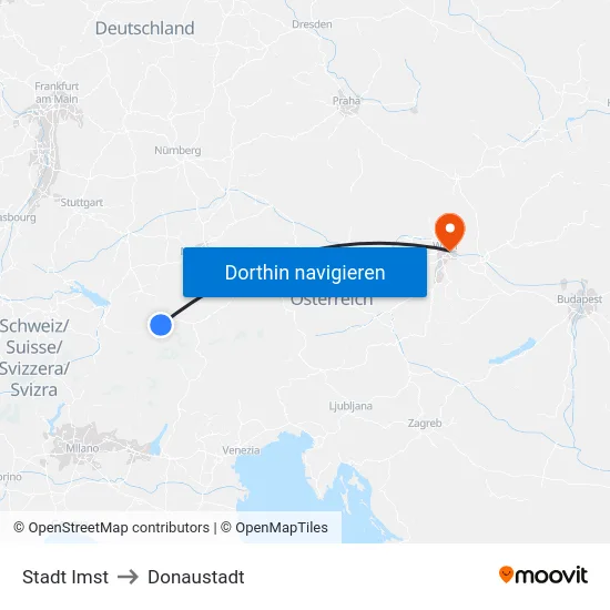 Stadt Imst to Donaustadt map