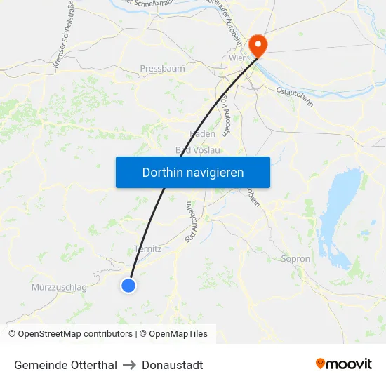 Gemeinde Otterthal to Donaustadt map