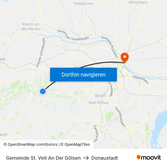 Gemeinde St. Veit An Der Gölsen to Donaustadt map