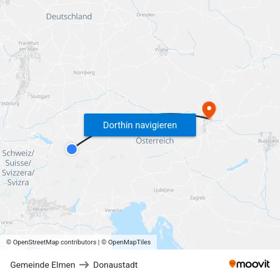 Gemeinde Elmen to Donaustadt map